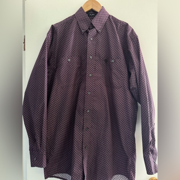 Western Rodeo Print Button Down Shirt George Strait Wrangler Cowboy Ranchwear M - Picture 9 of 11